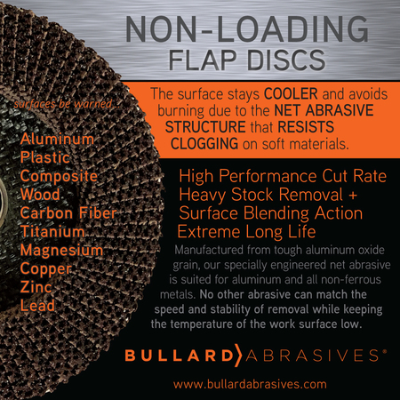 Bullard Abrasives Non-Loading Flap Disc, 4-1/2 x 7/8, T27, PK5 5328